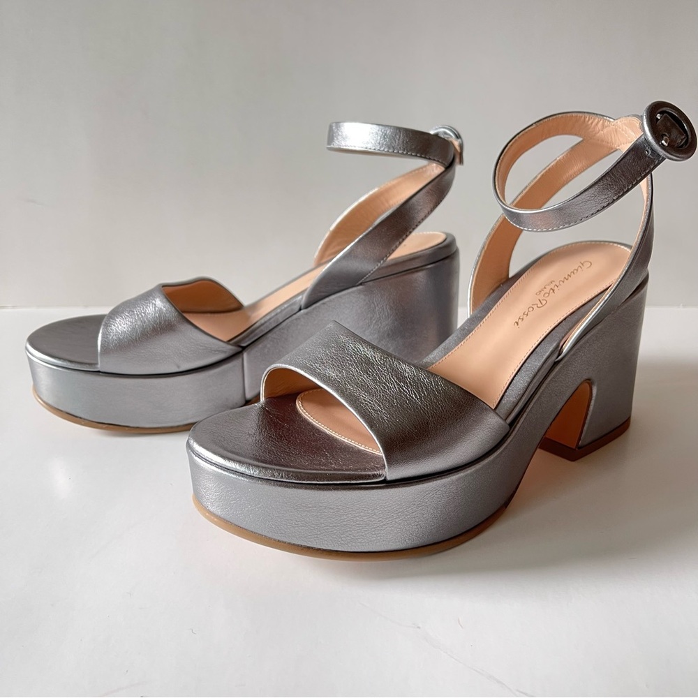 Gianvito Rossi Metallic Silver Platform Sandals